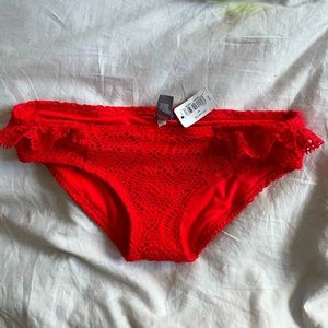 NWT AERIE RED RUFFLE BIKINI BOTTOM